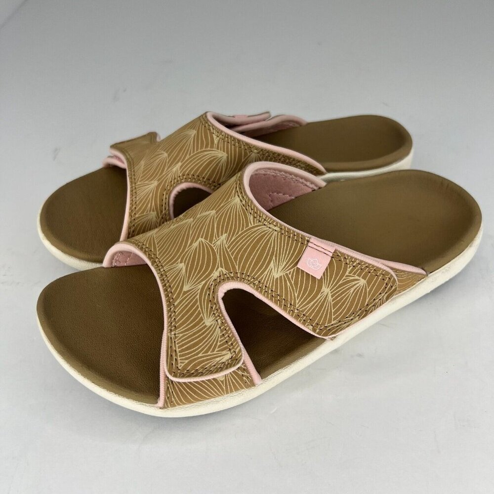 Spenco Womens Kholo Wave Tan Pink Orthotic  Slip On Size 6B Slides Sandals